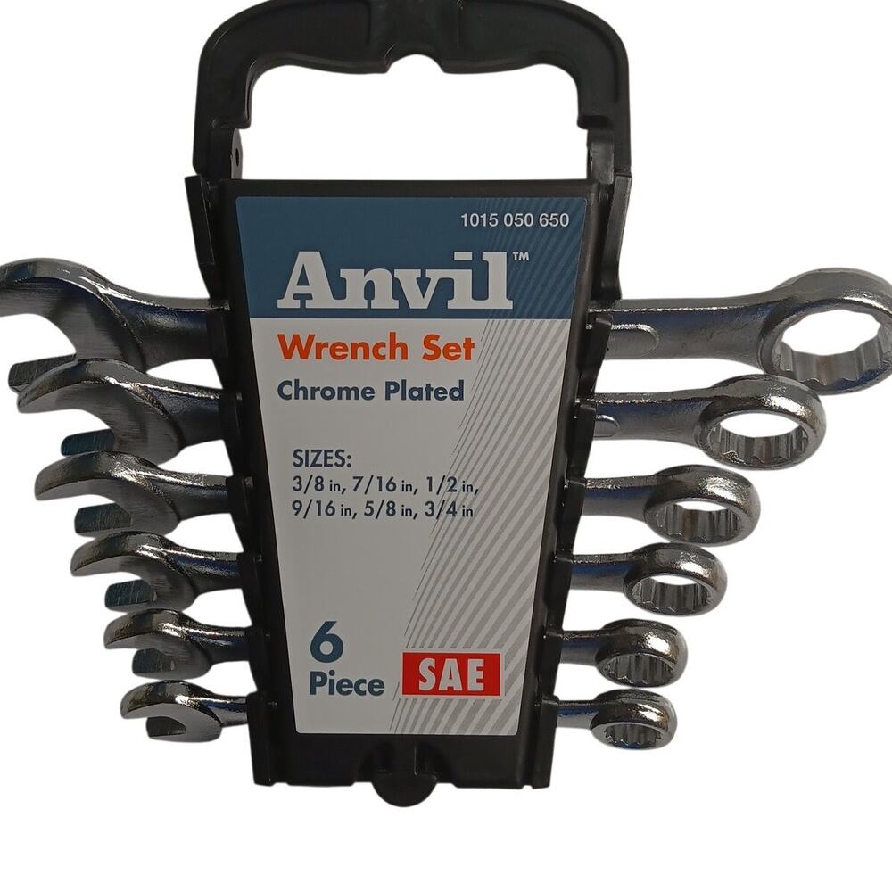 Anvil 6-Piece SAE Combination Wrench Set Chrome Plated Storage Case